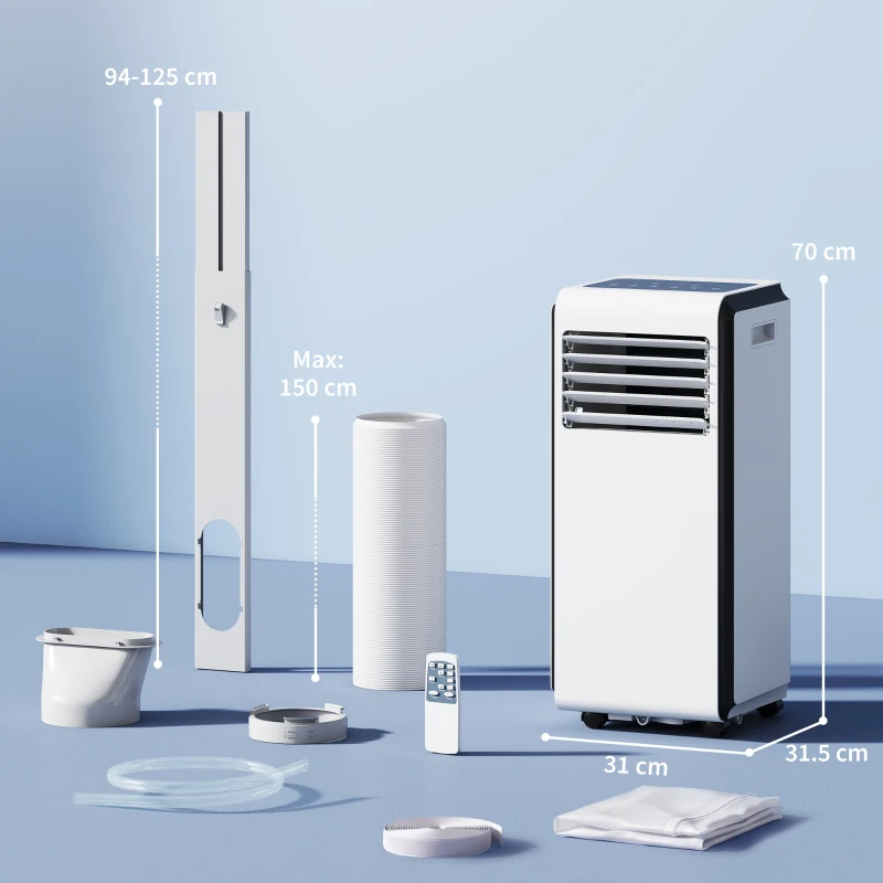 HOMCOM Portable Air Conditioner 7000 BTU, 4-in-1 Air Conditioning Unit with Cooling, Dehumidifier, Fan, Sleep Mode, White