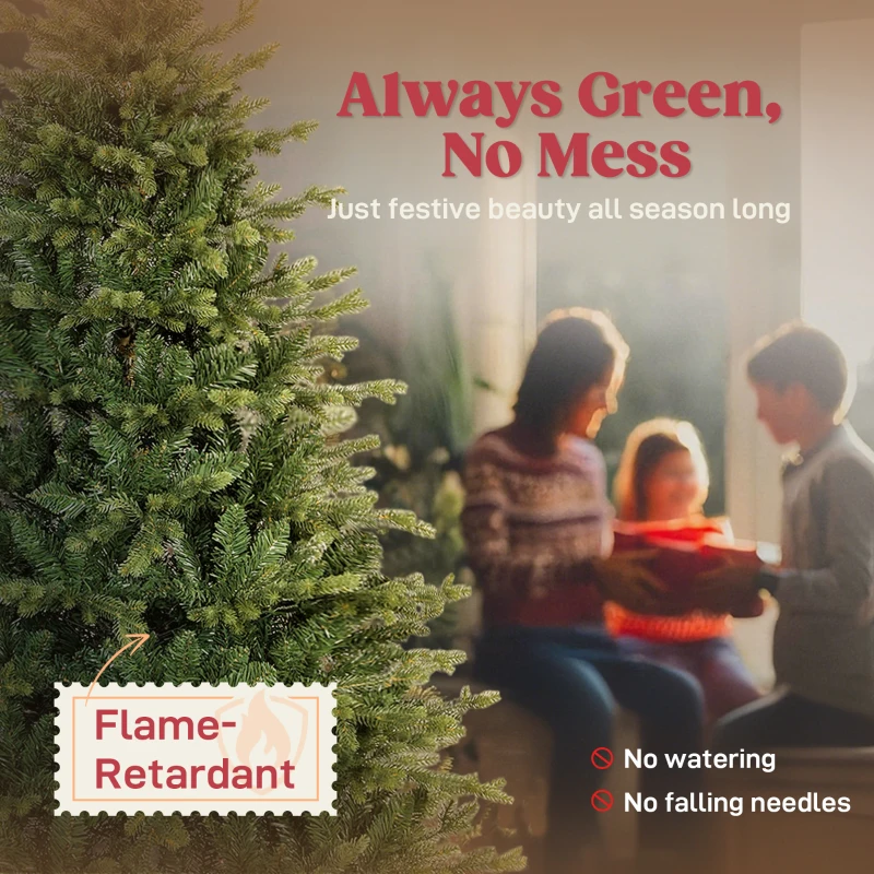 HOMCOM Sztuczna Choinka z Realistycznymi Gałęziami, Świerk, Metalowy Stojak, Łatwy Montaż, Zielona