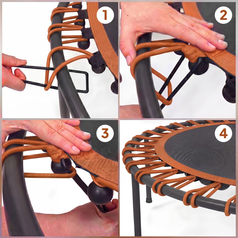 SPORTNOW Fitness-Trampolin mit verstellbarem Handlauf, Sport-Trampolin für drinnen und draußen, Stahl, Kunststoff, Orange