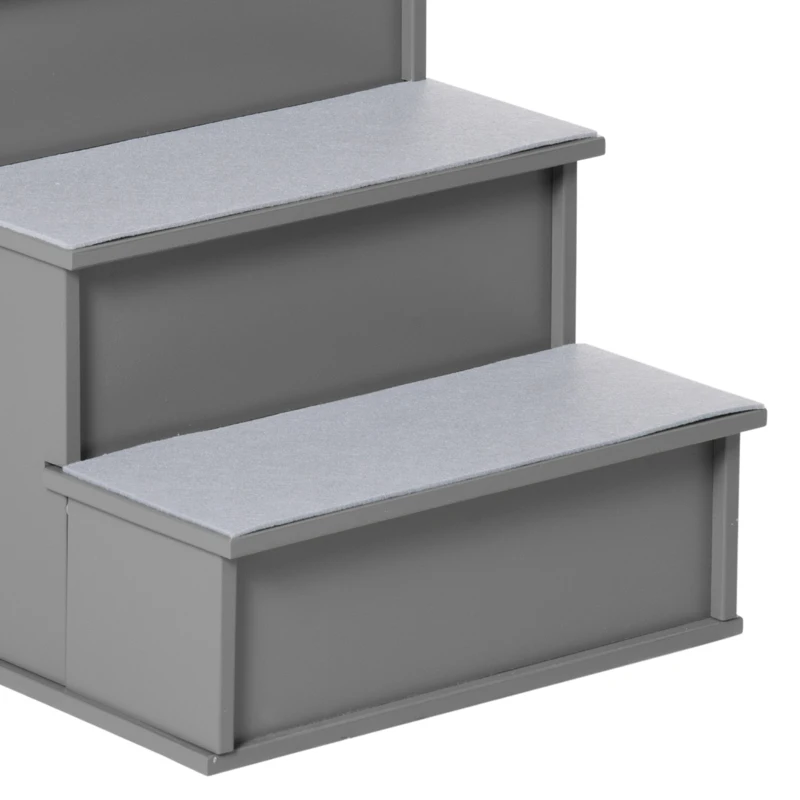 PawHut Scala con 4 gradini, pelo corto, cani/gatti e animali, fino a 30 kg, 40x59x54,2 cm, Grigio