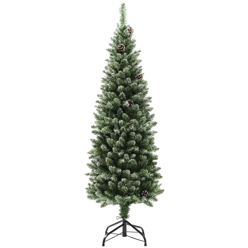 HOMCOM Árbol de Navidad Artificial 150 cm con 395 Ramas 30 Piñas y Soporte de Metal Árbol Navideño para Salón Interior Verde