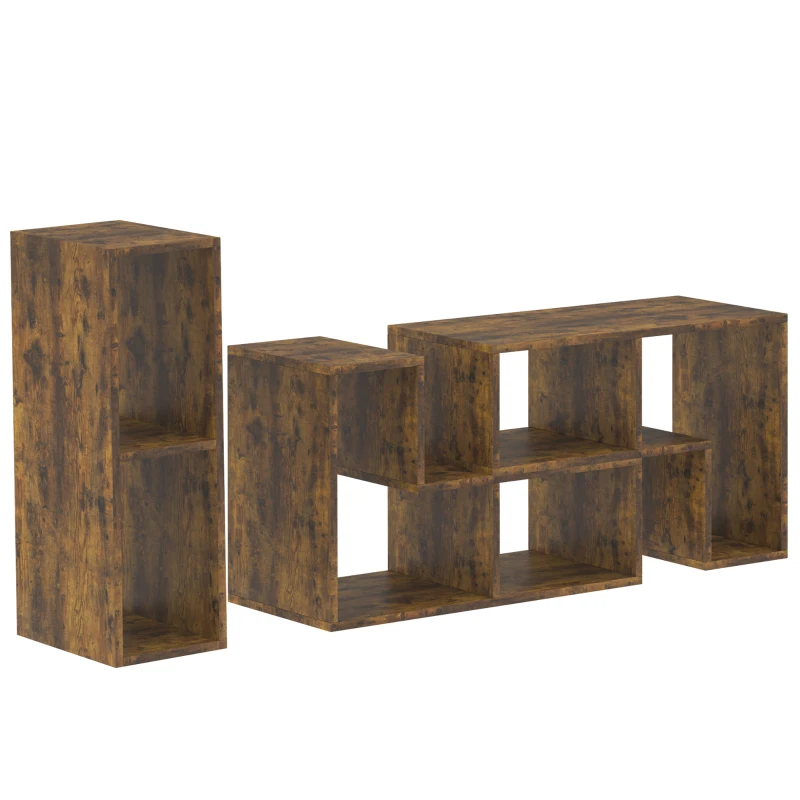 HOMCOM TV Stand for TVs up to 75 Inches, Free Combination TV Unit with Storage Shelves, Extendable Entertainment Centre for Living Room, Rustic Brown