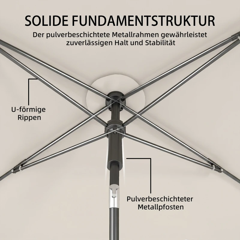 Outsunny Sonnenschirm 183 x 122 cm, Wasserabweisend Balkonschirm mit 3-fach Neigung mit 8 Streben Beige