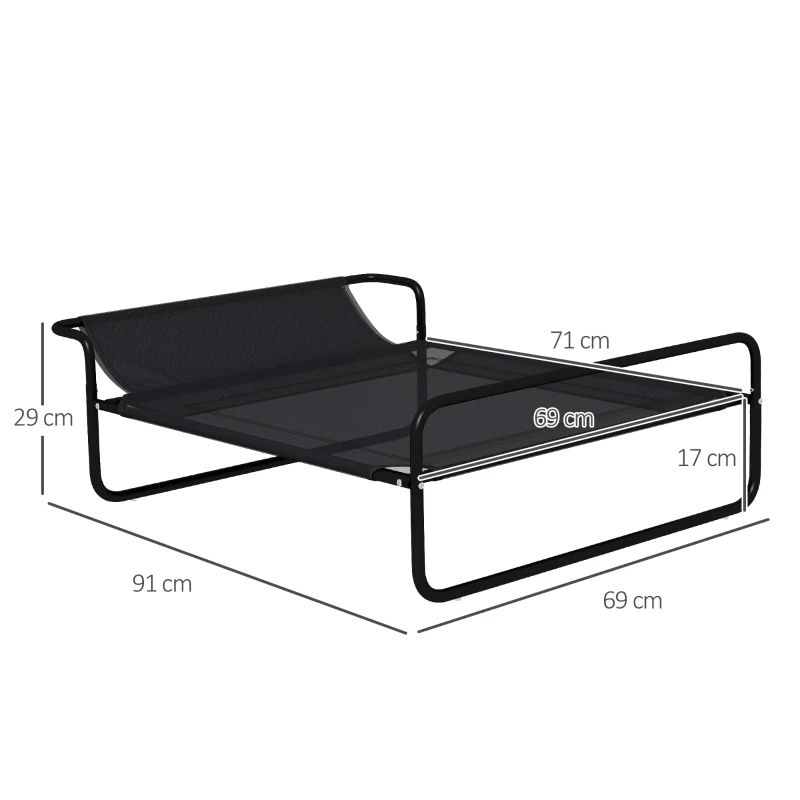 PawHut Raised Pet Bed with Slope Headrest, Washable Breathable Mesh, Foot Pads, for Small, Medium Dogs, 91 x 69 x 29cm
