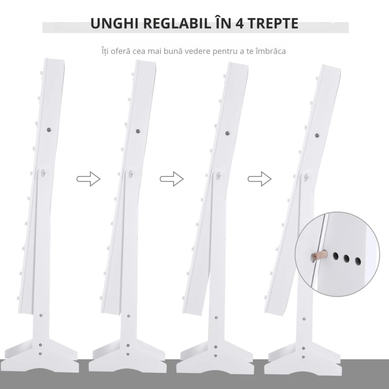 HOMCOM dulap bijuterii, oglinda si leduri incluse,40x37x146 cm