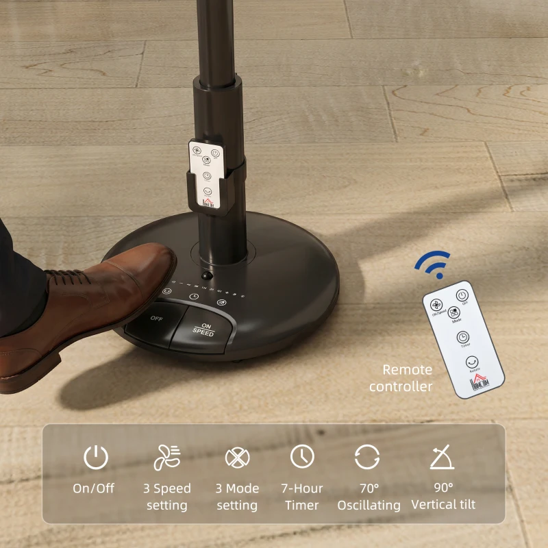 HOMCOM Air Circulator Fan Pedestal Cooling Fan with 3 Speed 3 Mode and Remote Control, 9 Inch, Black