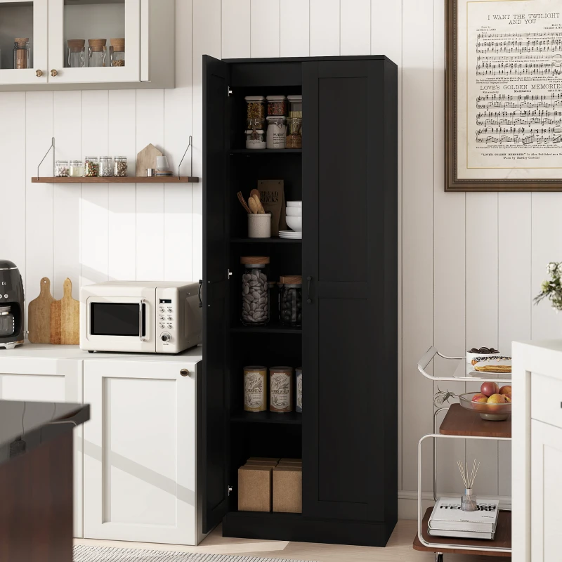 HOMCOM Armoire 2 portes meuble de rangement avec 5 étagères, style contemporain, 60L x 36,5l x 175H noir