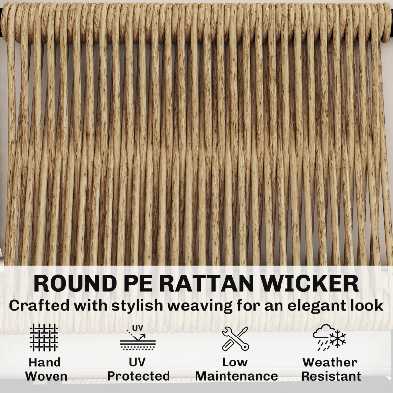 Outsunny Zestaw mebli z polirattanu 5-częściowy, 3 fotele, stolik ze szkła, podnóżek, szerokie i głębokie siedziska, zdejmowane poduszki