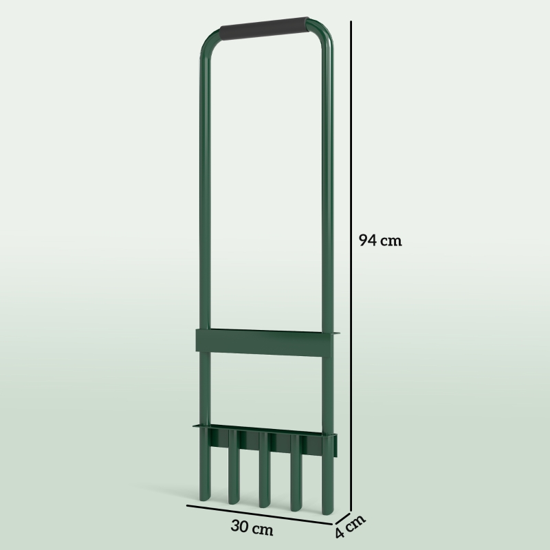 Outsunny Aireador de Césped Manual con 5 Púas Huecas Mango Antideslizante Herramienta de Perforación de Césped Verde Oscuro