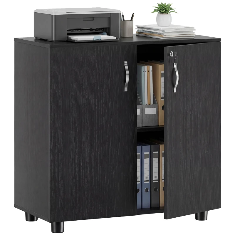 Vinsetto Two-Tier Locking Office Storage Cabinet - Black