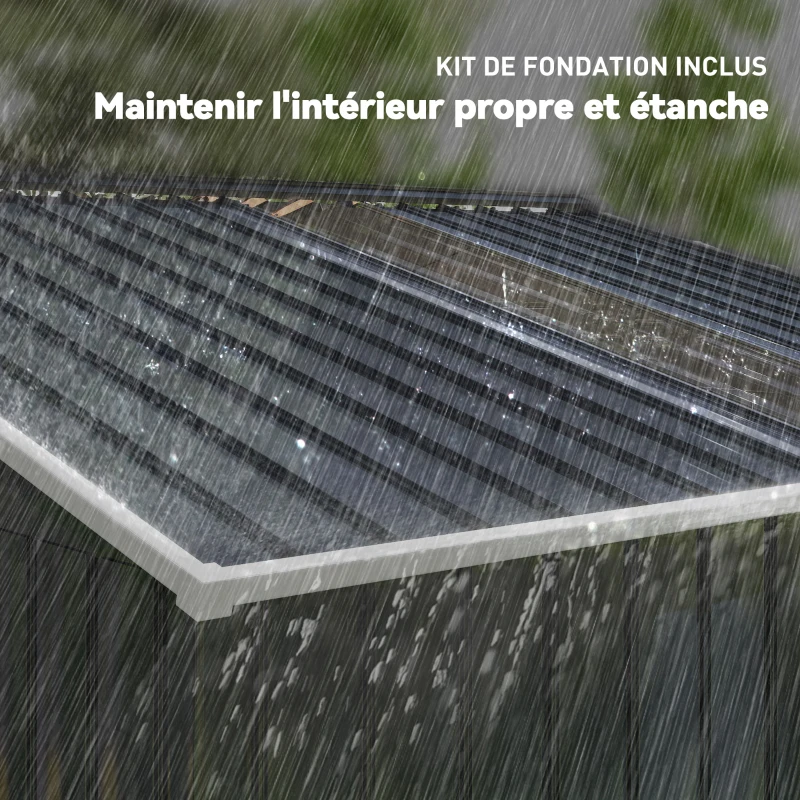 Outsunny Abri de jardin 5,4 m² 2,77 x 1,95 x 1,92 m kit de fondation incluse porte coulissante ventilations tôle acier gris foncé