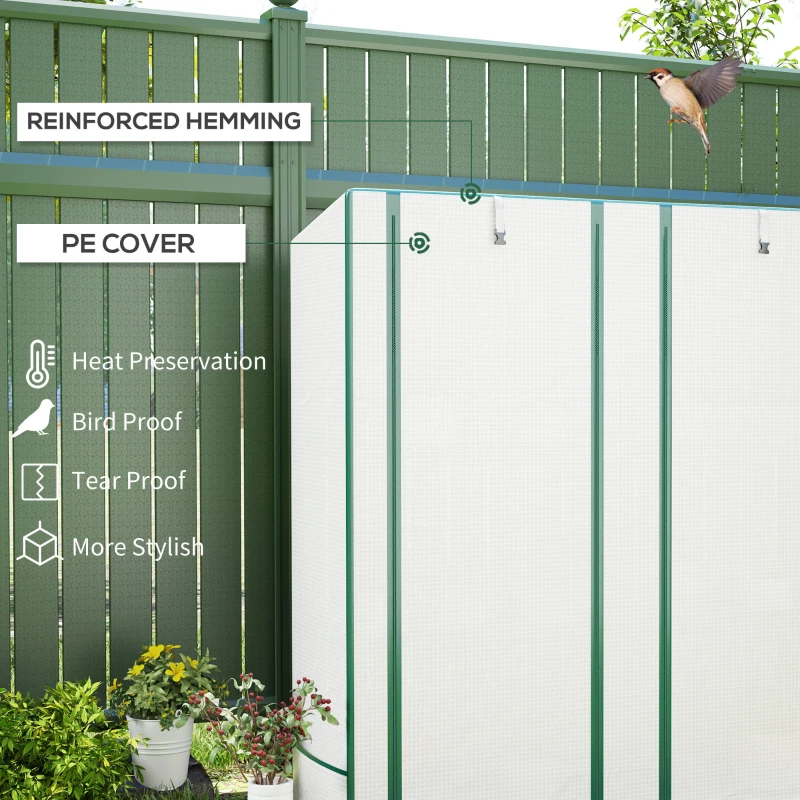 Szklarnia z dachem pulpitowym, podwójne drzwi, regały, zimowa