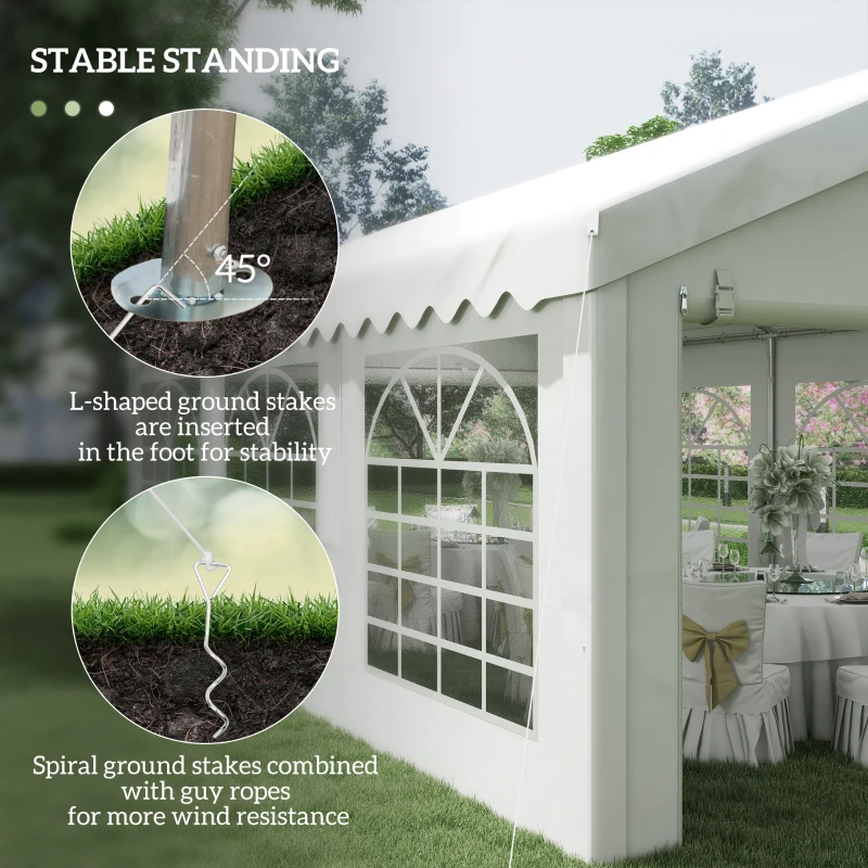 Outsunny 6 x 4m Party Gzebo, Party Marquee, Heavy Duty, Removable Sidewalls & Zippered Doors, Windows, Water Resistant-Whtie