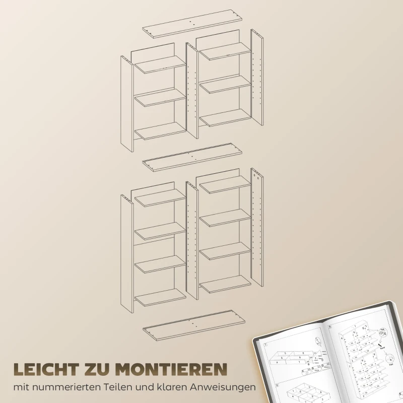 HOMCOM 9-stufiges DVD-Regal mit 18 Fächern und 14 verstellbaren Einlegeböden, Platz für 640 CDs, 360 DVDs oder 430 Blu-rays, Naturholz