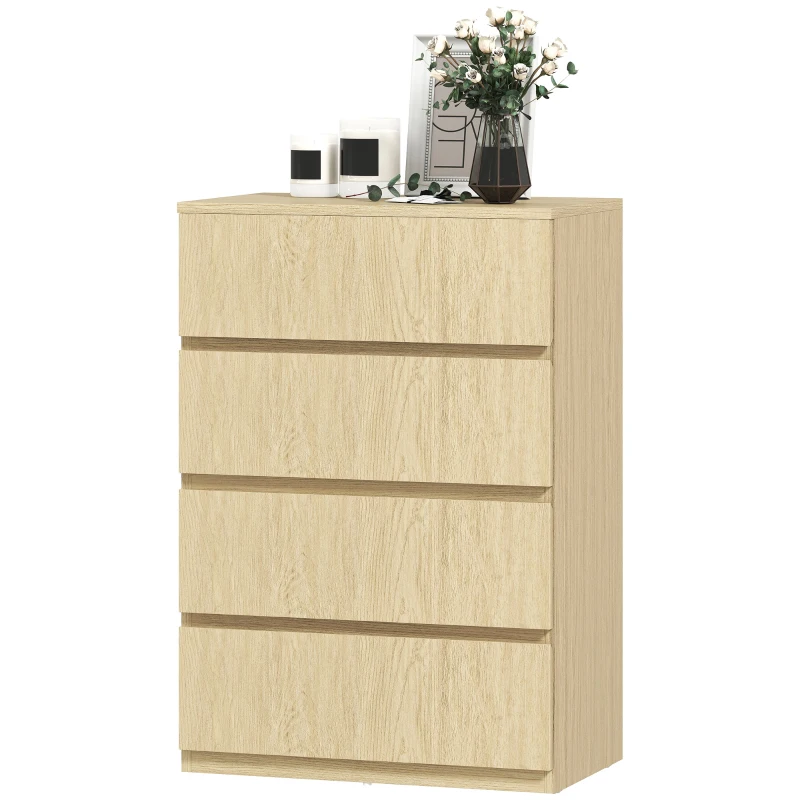 HOMCOM Chest of Drawers, 4-Drawer Storage Cabinets, Modern Dresser, Storage Drawer Unit for Bedroom