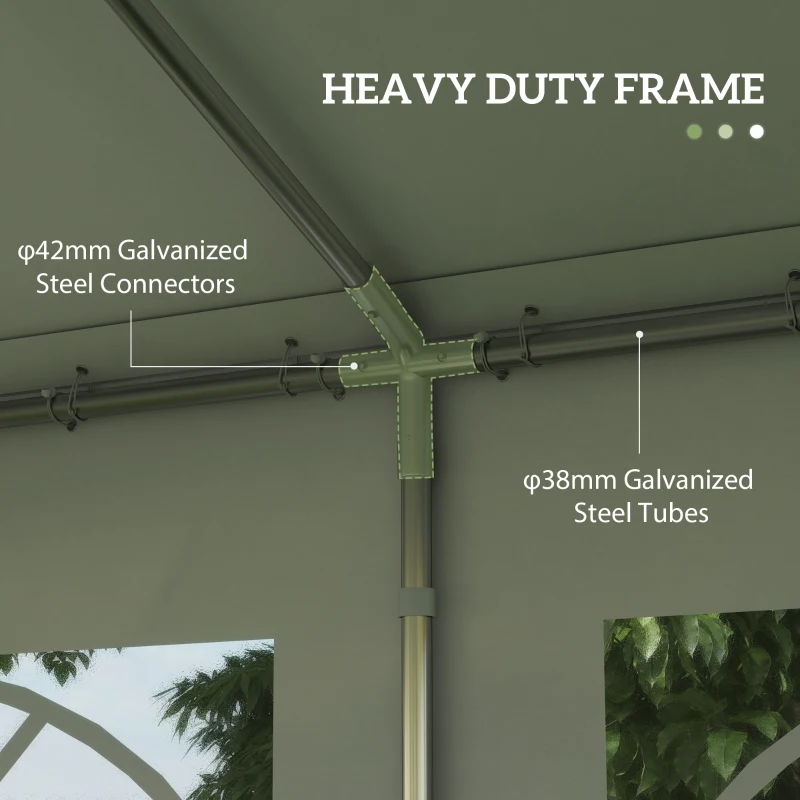 Outsunny 6 x 4m Party Gzebo, Party Marquee, Heavy Duty, Removable Sidewalls & Zippered Doors, Windows, Water Resistant-Whtie