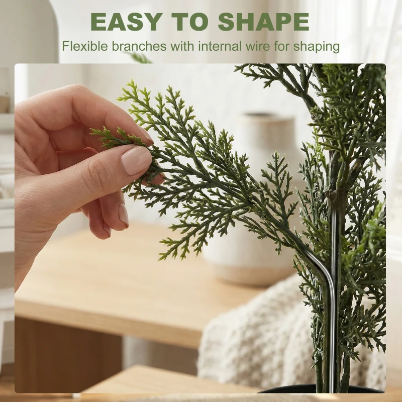 HOMCOM Set of 2 Decorative Artificial Plants Cypress in Weighted Pot, Fake Plant with 1092 Leaves, 120 cm