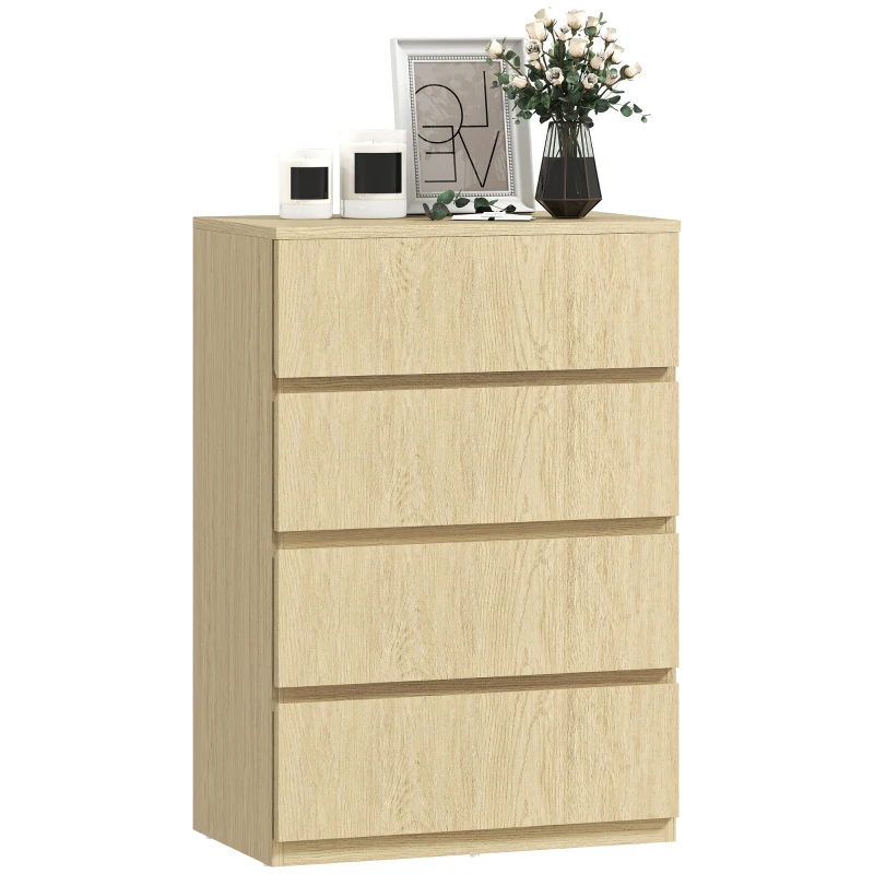 HOMCOM Chest of Drawers, 4-Drawer Storage Cabinets, Modern Dresser, Storage Drawer Unit for Bedroom