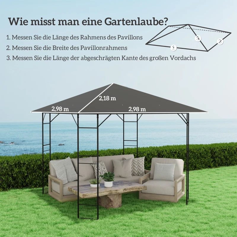 Outsunny Dach zastępczy do pawilonu 3 x 3 m wodoodporny dach pawilonu UPF30+ pokrycie z tkaniny Oxford, 370 g/m², szary