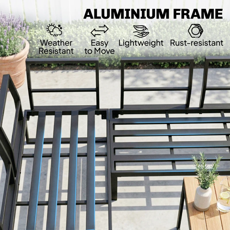 Outsunny Patio Furniture Set Modular Garden Sofa Set 6 Pieces with Dining Table for Outdoor Patio Grey