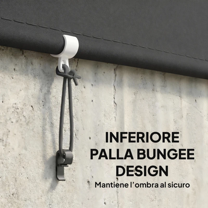 Outsunny Tenda a Rullo Avvolgibile in Poliestere Anti-UV con Catenella, 240x160 cm, Grigio Scuro