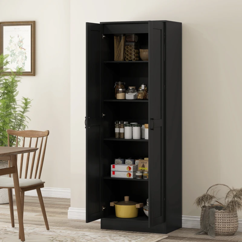 HOMCOM Armoire 2 portes meuble de rangement avec 5 étagères, style contemporain, 60L x 36,5l x 175H noir