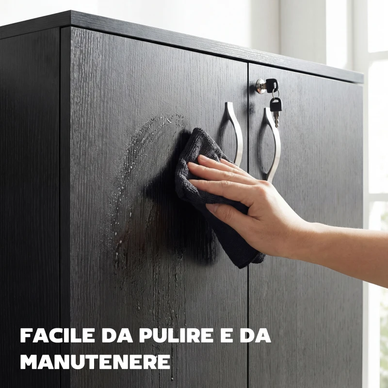 Vinsetto Mobile Ufficio Portadocumenti Multiuso con Serratura, 2 Ante e Mensola Interna, 80x40x80 cm, Nero