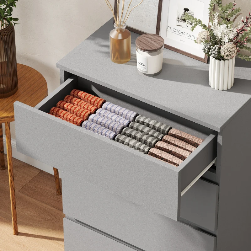 HOMCOM Chest of Drawers, 4-Drawer Storage Cabinets, Modern Dresser, Storage Drawer Unit for Bedroom