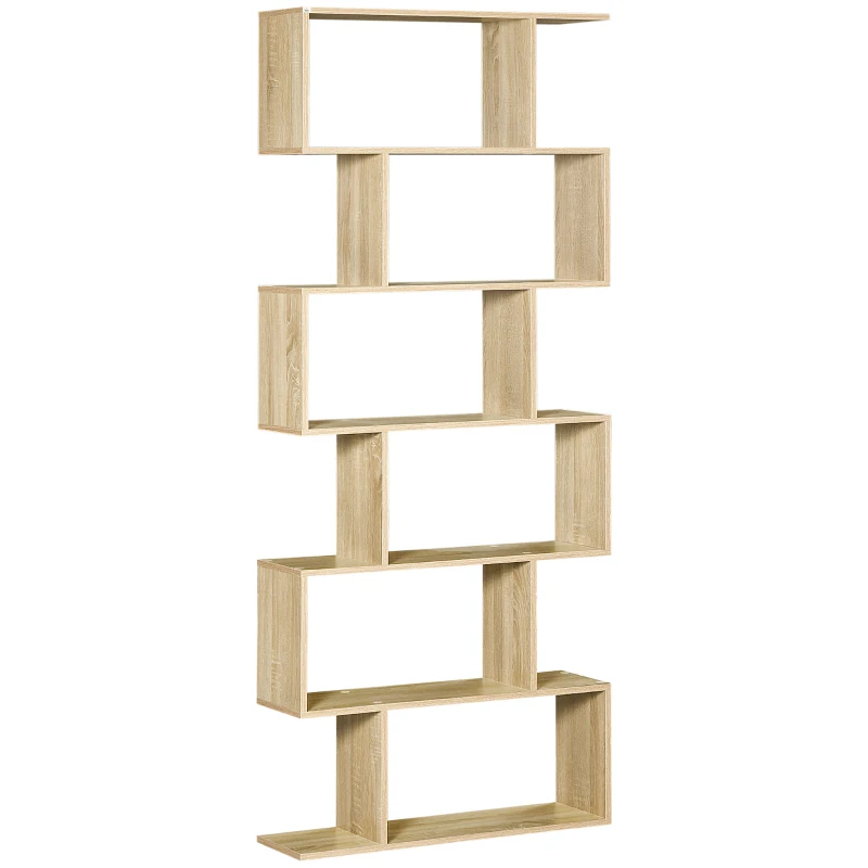HOMCOM Estantería para Libros Moderna Librería con 6 Estantes para Comedor Salón Estudio 80x23x192 cm Roble