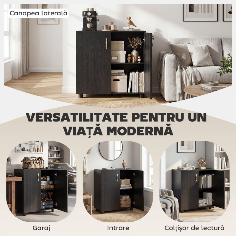 Vinsetto Dulap de Birou pentru Documente Multifuncțional cu Încuietoare, 2 Uși și Raft Interior, 80x40x80 cm, Negru