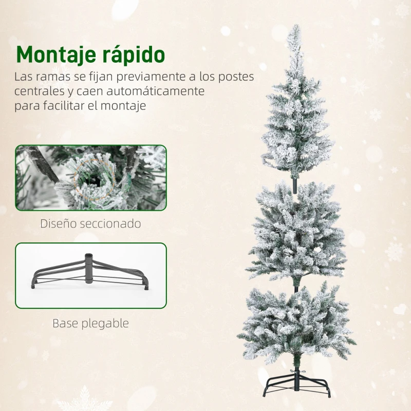 HOMCOM Árbol de Navidad Estrecho 180 cm con Luces LED Bicolores 11 Modos de Iluminación 479 Ramas Verde