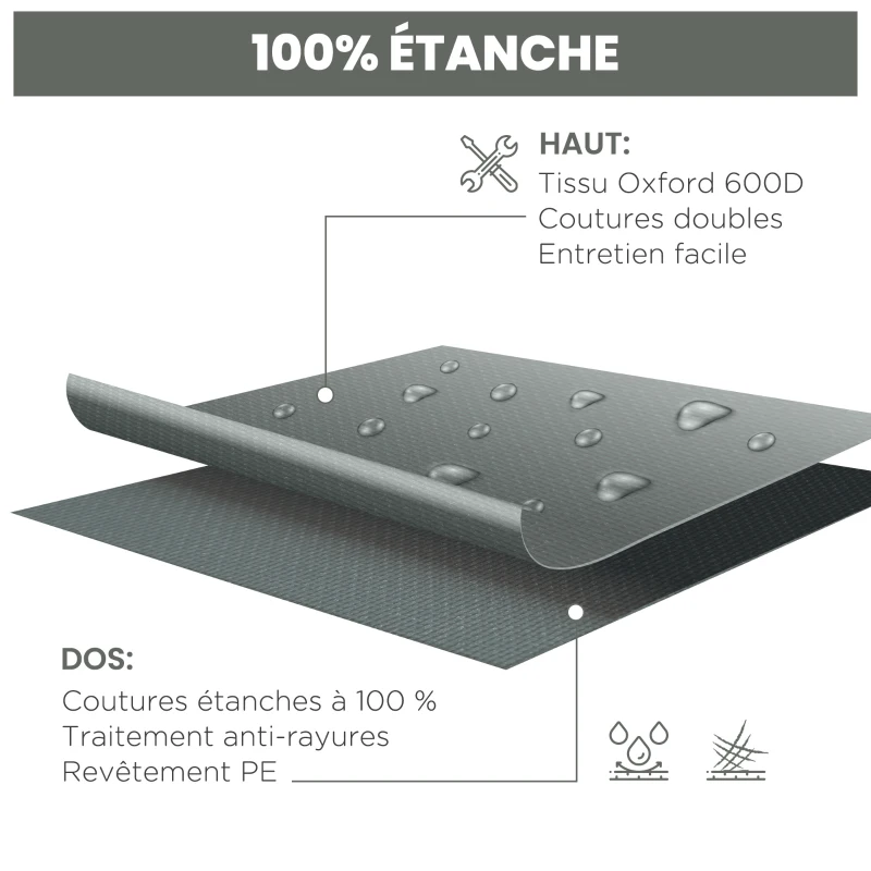 Outsunny Housse de meubles de jardin, housse salon de jardin imperméables coupe-vent et anti-UV, 275 x 205 x 90 cm, gris