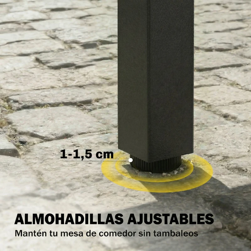 Outsunny Mesa de Jardín Extensible 100/150x70 cm de Madera y Metal con Agujero para Sombrilla para 4-6 Personas Teca