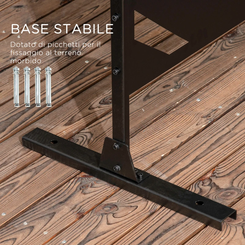 Outsunny Separé a 3 Ante Verticali in Acciaio con Motivo a Foglia di Banana, 122x45x198 cm, Nero