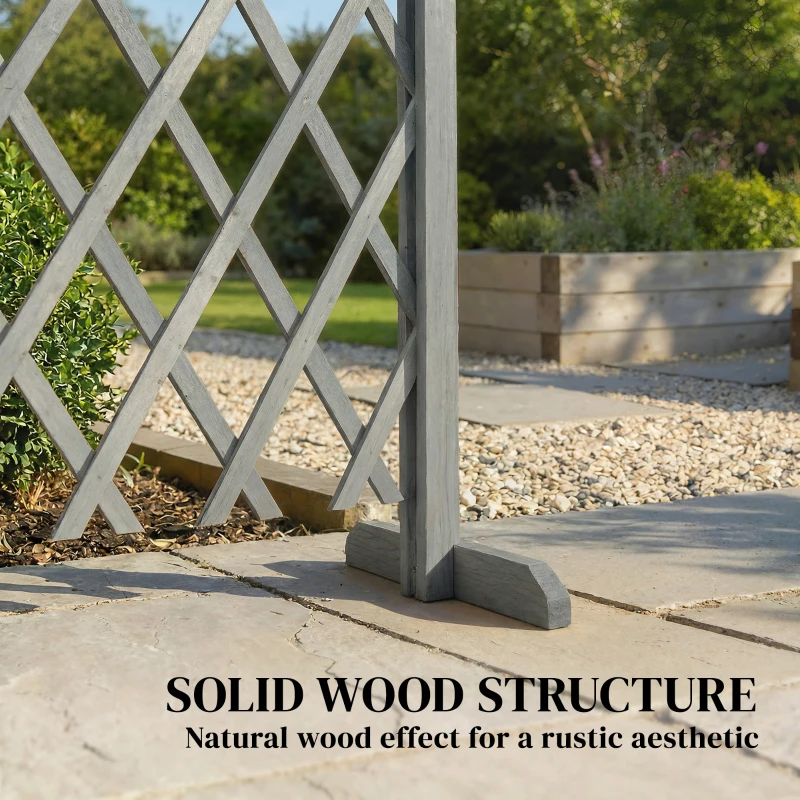 Outsunny 2 Pack Expanding Fence Panels, Wooden Freestanding Garden Fence with Stable Feet, 180 x 30 x 103cm, Dark Grey