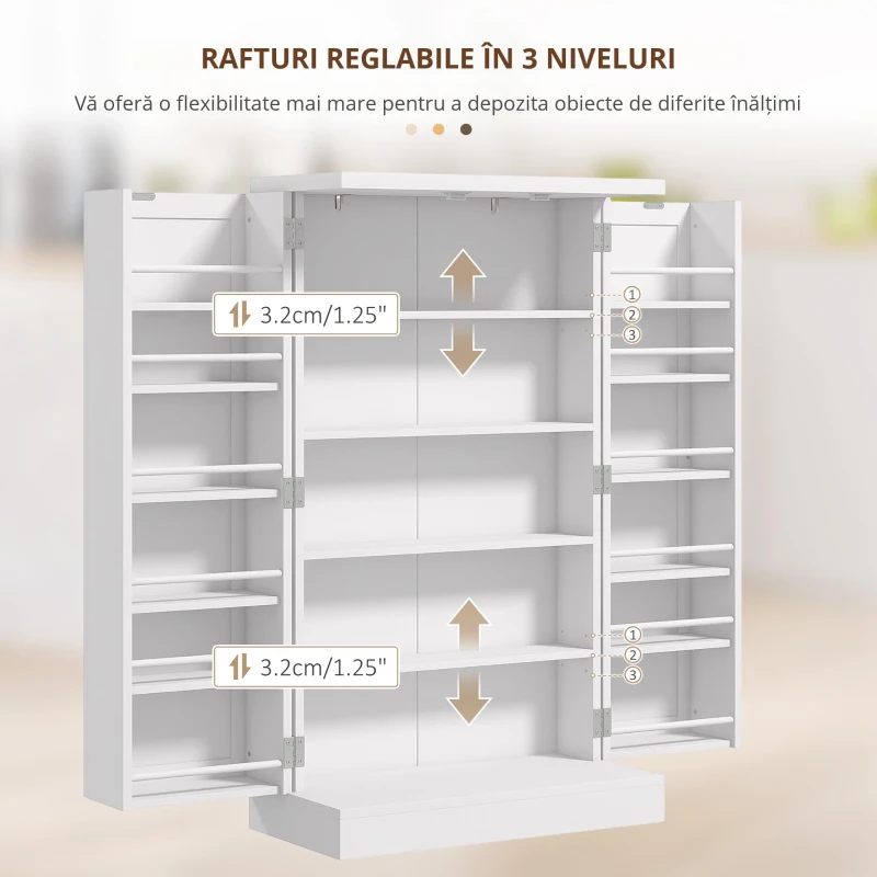 Homcom Dulap Bucatarie Cu Usi Duble – 5 Niveluri & 12 Rafturi Spatioase
