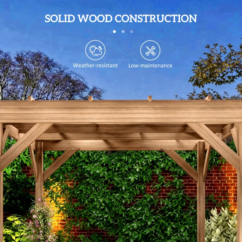 Outsunny 3 x 3 m Wooden Pergola Kit, Decorative Garden Gazebo Shelter with Stable Structure for Climbing Vines, Dark Brown