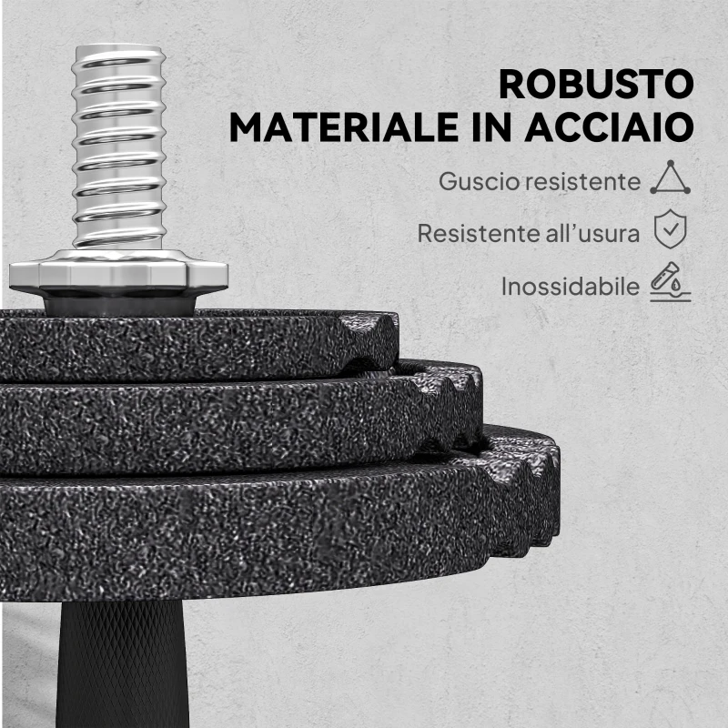 SPORTNOW Pesi per Palestra 2 in 1 da 42 kg con 14 Dischi, Bilanciere e Manubri, in Acciaio, 180x24x24 cm, Nero