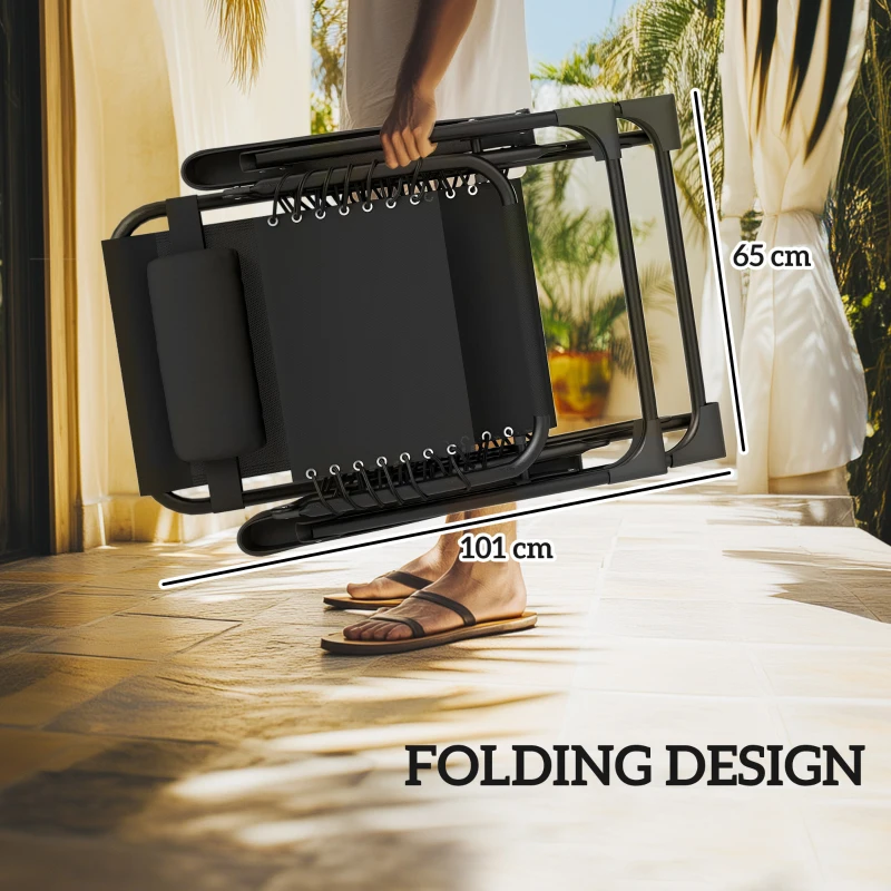 Outsunny Zestaw leżaków ogrodowych 3w1 z poduszkami i stolikiem