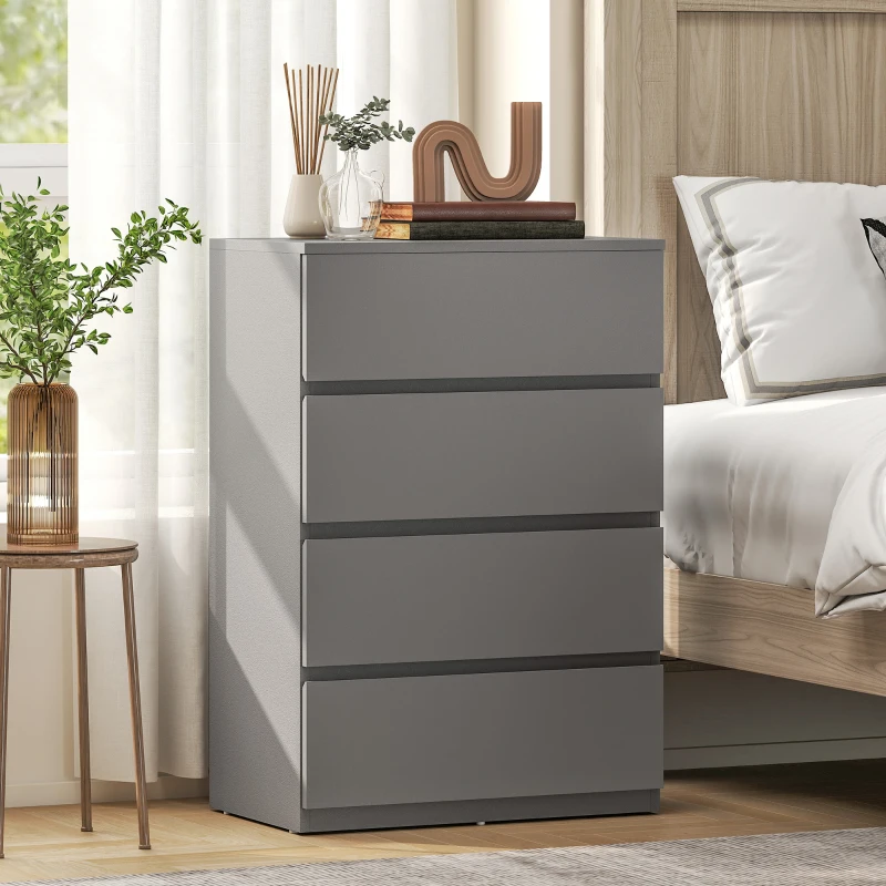 HOMCOM Chest of Drawers, 4-Drawer Storage Cabinets, Modern Dresser, Storage Drawer Unit for Bedroom