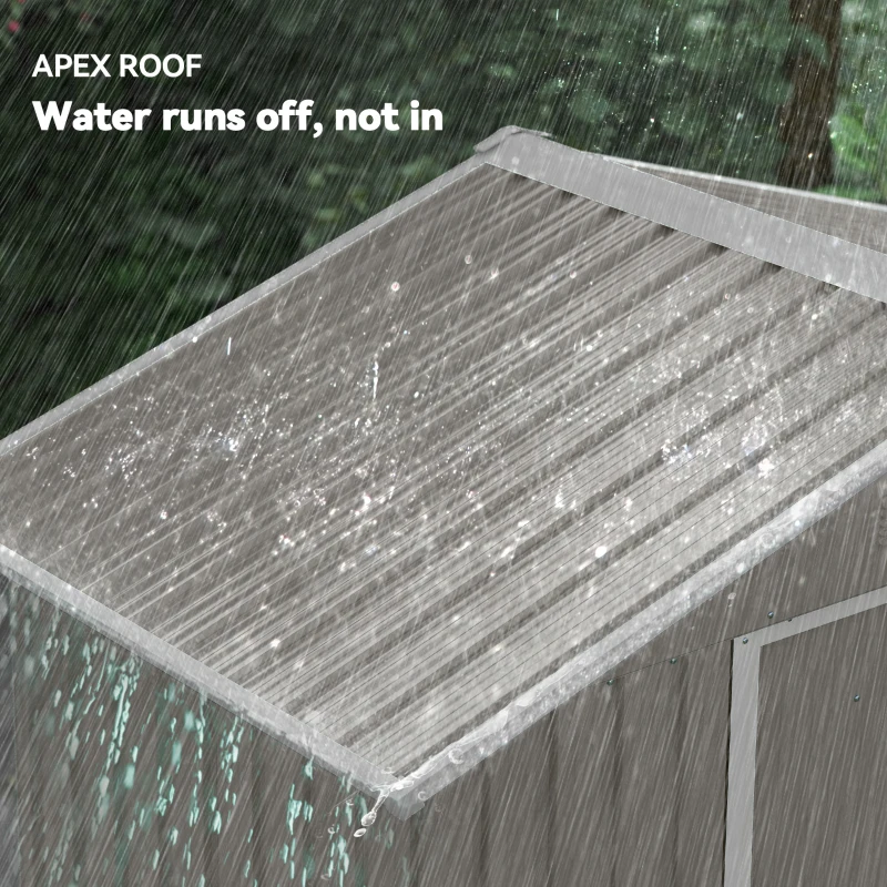 Outsunny Outdoor Garden Shed Storage, Backyard Steel Utility Tool Shed, Lawn Garage Building Organizer w/Sliding Door, Gable Roof, 1.94x1.1x1.84m, 4 Vents-Gray