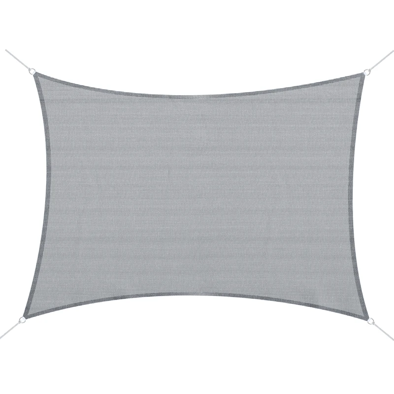 Outsunny Toldo Vela Rectangular 4x3 m Protección Rayos UV con Bolsa de Transporte Anillas de Acero Inoxidable y Cuerdas Gris