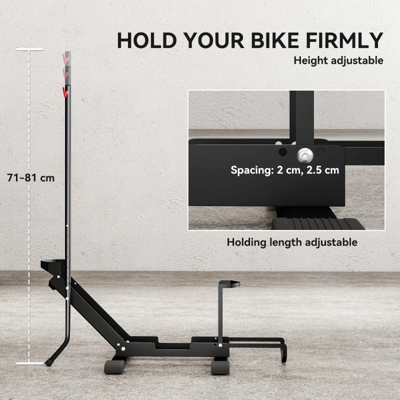 SPORTNOW Stojak na rowery dla rowerów stalowy z możliwością przechowywania opon o szerokości 80 mm 75 x 41 x 81H cm Czarny