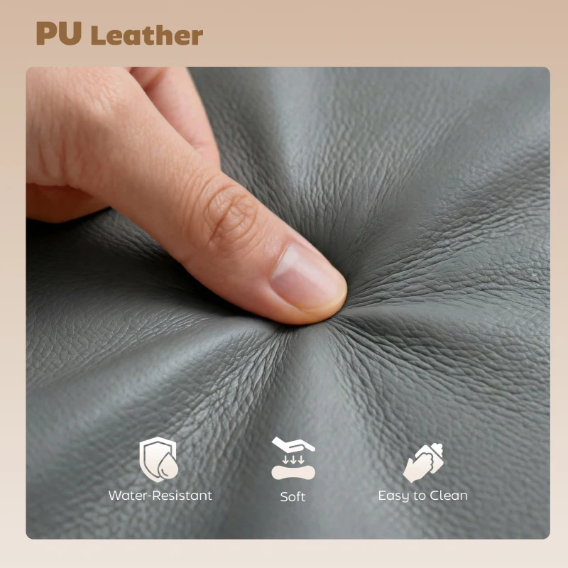 HOMCOM Bar Stools Adjustable Swivel Kitchen Chairs with Backrest Armrest Set of 2 PU Leather Grey