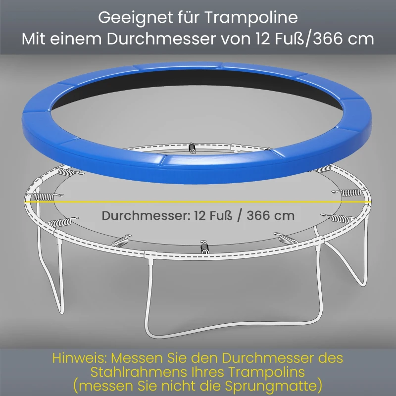 SPORTNOW Vervangende randafdekking voor trampolines, waterdicht, scheurvast, Ø366 cm, Blauw