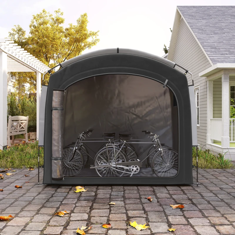 Outsunny Tente de vélo abri de vélo portable pour 3-4 vélos avec 2 poches latérales 220 x 150 x 195 cm noir