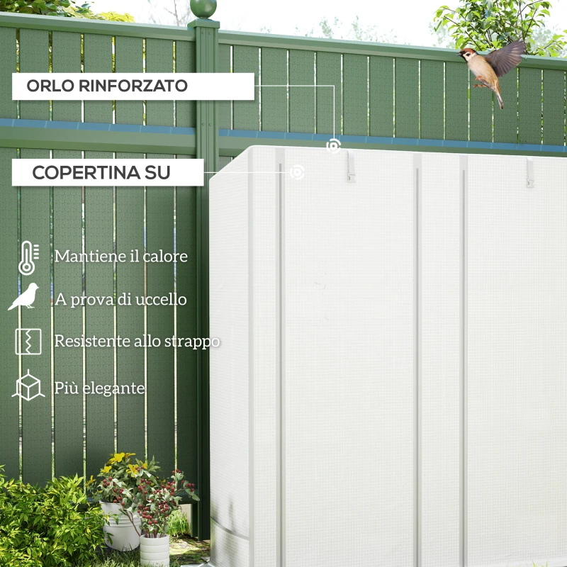 Outsunny Serra da Giardino con 2 Porte Avvolgibili, Scaffale a 3 Ripiani e Tasche Laterali, Bianco e Grigio