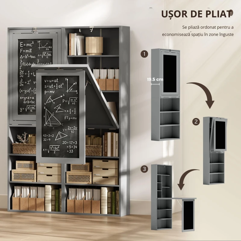 Homcom Birou Pliabil 3-in-1 – Biblioteca, Tabla & Masa Dining, 98×153 cm