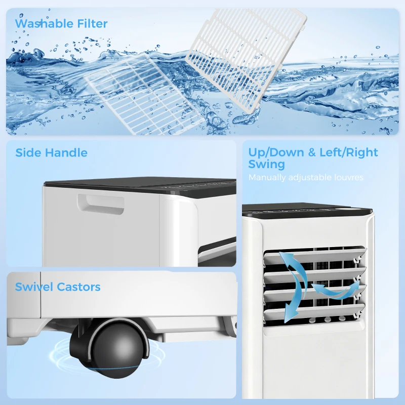 HOMCOM Portable Air Conditioner 7000 BTU, 4-in-1 AC Unit with Cool, Dehumidifier, Fan, Sleep Mode, WiFi Voice Remote Control