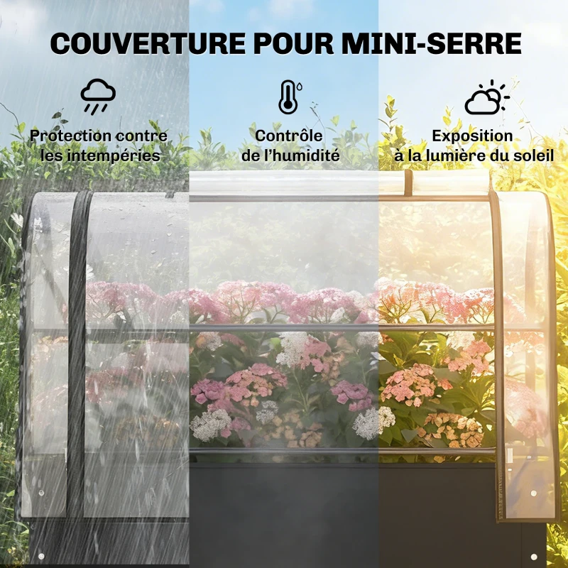 Outsunny Potager sur Pieds avec Serre Rabattable, Jardinière Surélevée en Métal avec Trou de Drainage, 100 x 49 x 136 noir